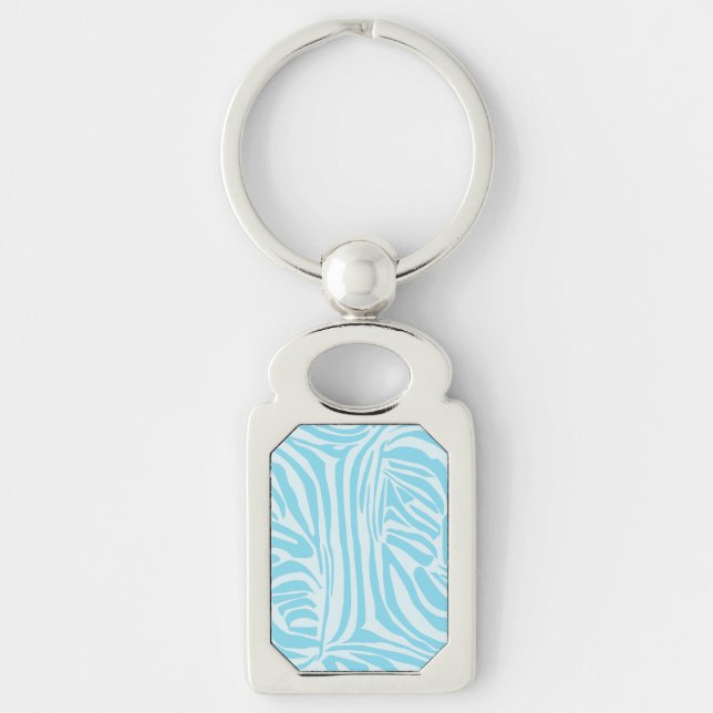 Llavero Estampado de cebra azul y blanco en negrita (Anverso)