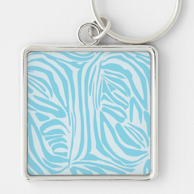 Llavero Estampado de cebra azul y blanco en negrita (Frente)