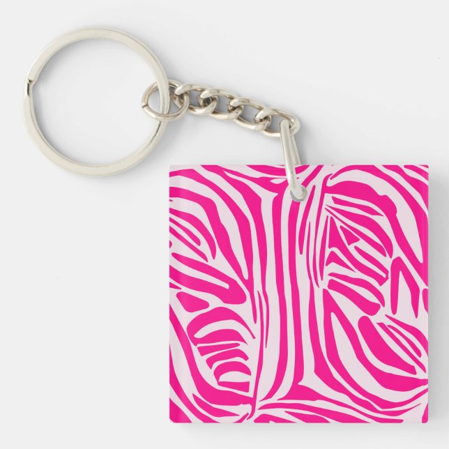 Llavero Estampado de cebra rosa (Frente)