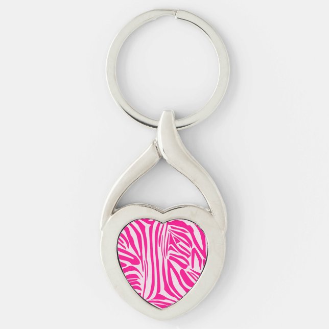 Llavero Estampado de cebra rosa (Anverso)