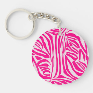 Llavero Estampado de cebra rosa