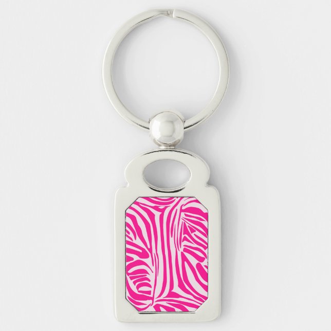 Llavero Estampado de cebra rosa (Anverso)