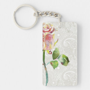 Llavero Estampado de flores adornado con la acuarela