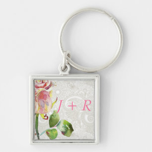 Llavero Estampado de flores adornado con la acuarela