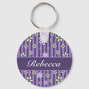 Llavero estampado de flores verde Amethyst personalizado