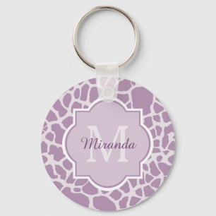 Llavero Estampado de girafa púrpura elegante con el