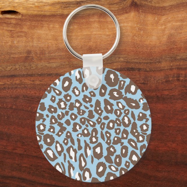Llavero Estampado de leopardo azul y blanco (Anverso)
