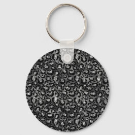 Llavero Estampado de leopardo negro y gris plateado
