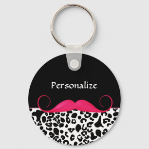 Llavero Estampado leopardo femenino del bigote rosado de