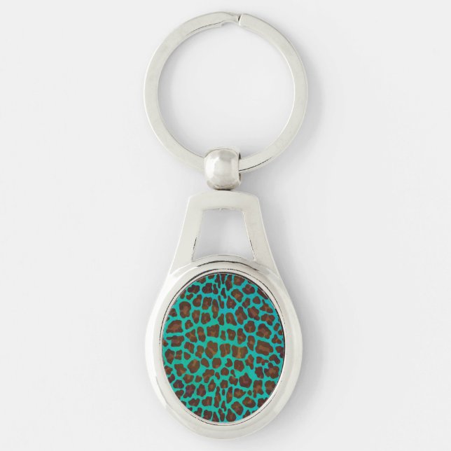 Llavero Estampado marrón y azul turquesa de leopardo (Anverso)
