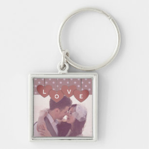 Llavero Estandarte de Corazones de Amor con Foto Personali