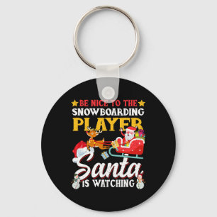 Llavero Estar Agradable Con El Jugador De Snowboard Santa