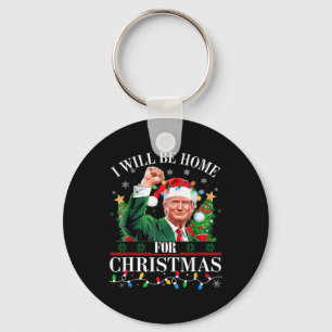 Llavero Estaré en casa para los Navidades Santa Funny Trum