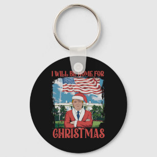 Llavero Estaré en casa para los Navidades Santa Funny Trum