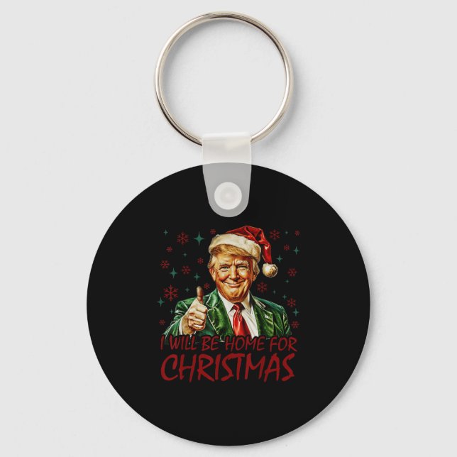 Llavero Estaré en casa para los Navidades Santa Funny Trum (Anverso)