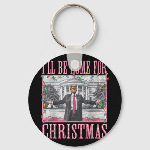 Llavero Estaré en casa para los Navidades Santa Funny Trum