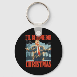 Llavero Estaré en casa para los Navidades Santa Funny Trum