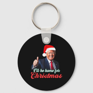 Llavero Estaré en casa para Navidades Divertido Santa Clau
