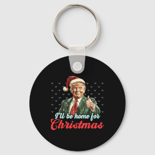 Llavero Estaré en casa para Navidades Divertido Santa Clau