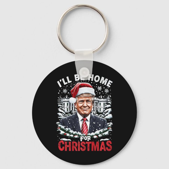 Llavero Estaré en casa para Navidades patrióticos Trump Na (Anverso)