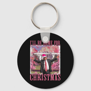 Llavero Estaré en casa para Navidades Santa Pink Trump Xma