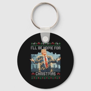 Llavero Estaré en casa para Navidades sudorosos Santa Tru