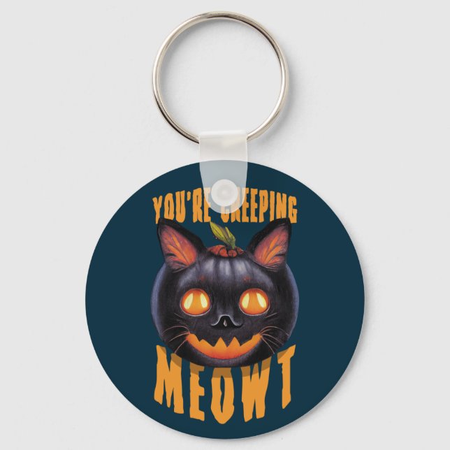 Llavero Estás llorando a Meowt | Gato negro de Halloween (Anverso)