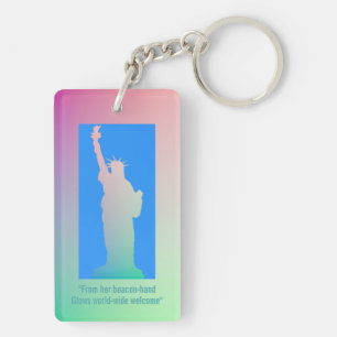 Llavero Estatua de la libertad del arcoiris verde rosado p
