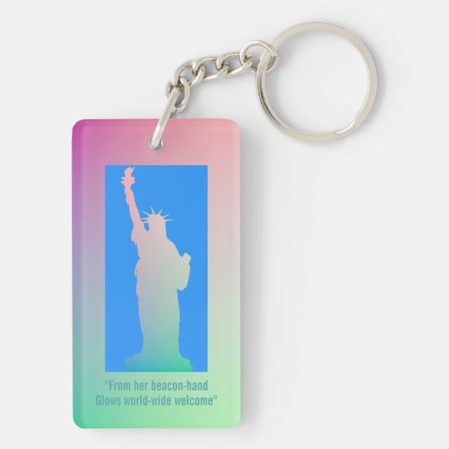 Llavero Estatua de la libertad del arcoiris verde rosado p (Atrás)