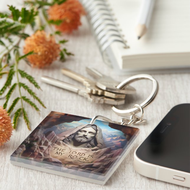 Llavero Estatua divina: El Señor es mi Rock (Frente Derecha)