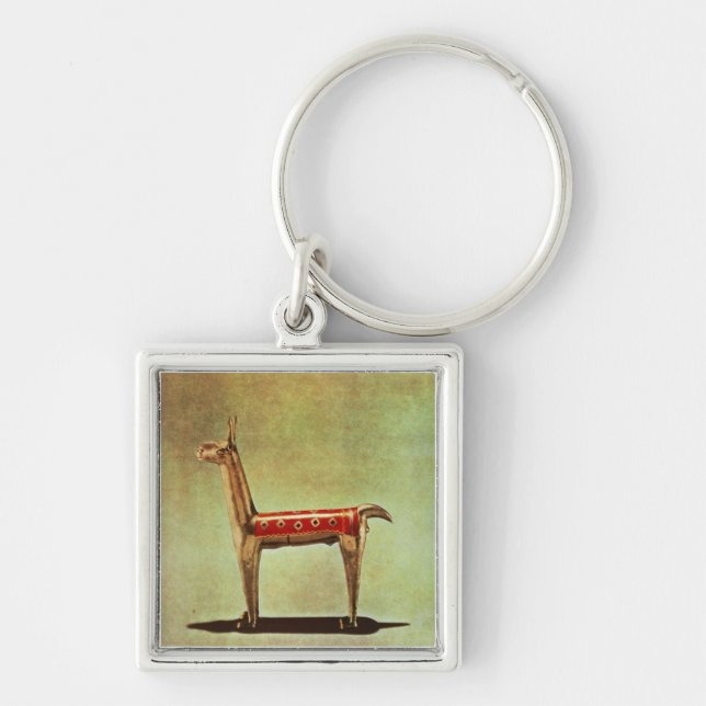 Llavero Estatuilla de plata de la llama, de Perú, después (Frente)