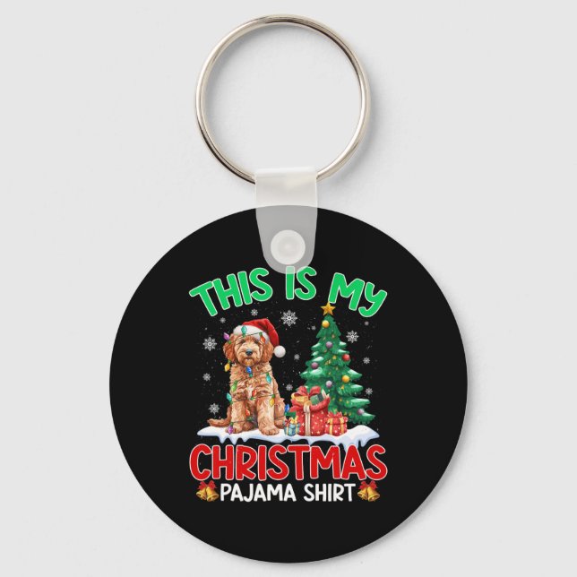 Llavero Este Es Mi Navidad Pajama Goldendoodle Perro Lover (Anverso)
