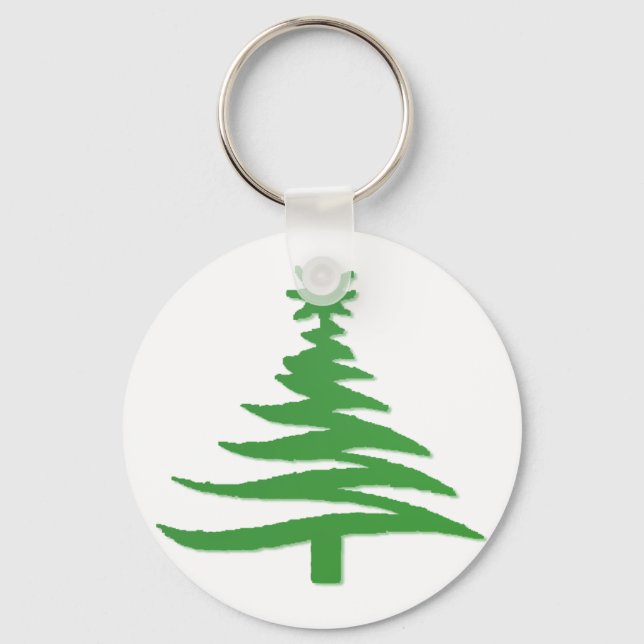 Llavero Esténcil de árbol de navidad verde (Anverso)