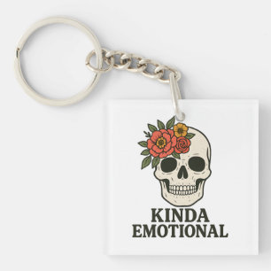Llavero Estética de cráneo floral con toque emocional suav