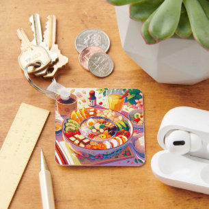 Llavero Estética del tazón de comida japonesa retro 90