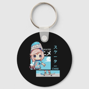 Llavero Estética Japonesa Patinadora Chibi Kawaii 