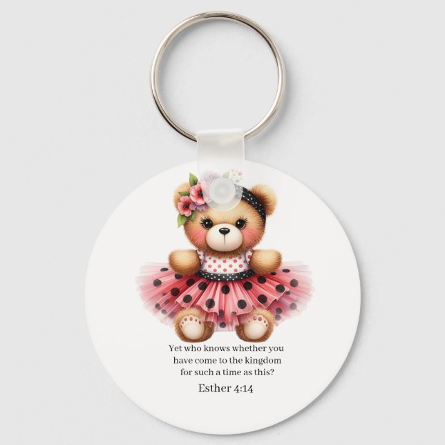 Llavero Esther 4:14 Girly Bear Keychain (Anverso)