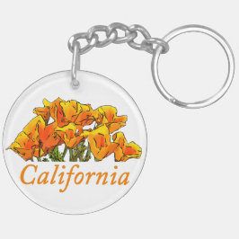 Llavero Estilizado California Poppy Art, texto "California