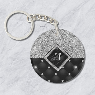 Llavero Estilo cristal falso Monograma de diamante negro p