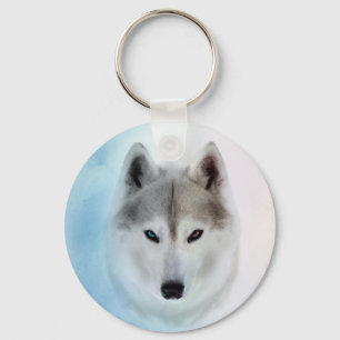 Llavero Estilo de acuarela Husky Siberian