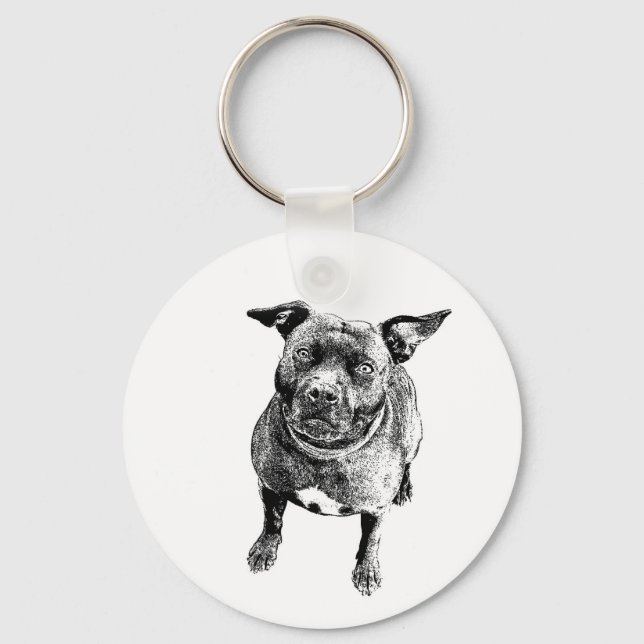 Llavero Estilo de arte Staffordshire Bull Terrier (Anverso)