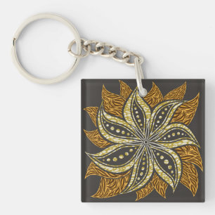 Llavero Estilo de Batik Floral Resumen Africano