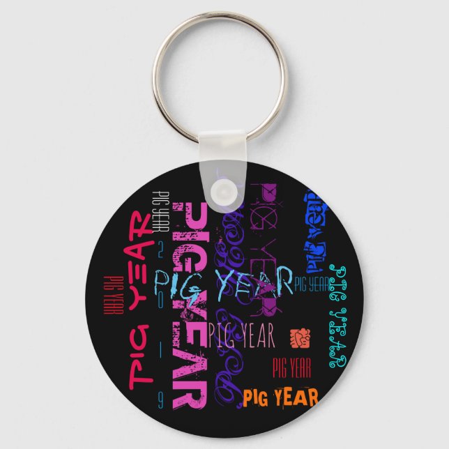 Llavero Estilo de graffiti Repeating Pig Year 2019 R Keych (Anverso)
