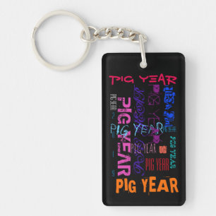 Llavero Estilo de graffiti Repeating Pig Year 2019 R Keych