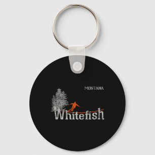 Llavero Estilo de los 80 Whitefish Montana Esquí Antiguo