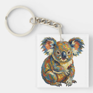 Llavero Estilo de pintura al óleo vibrante koala impasto c