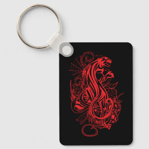 Llavero Estilo de Tatuaje Gótico Pantera Roja Oscuro Negri