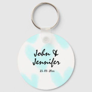 Llavero estilo de texto minimalista simple blanco boda cor