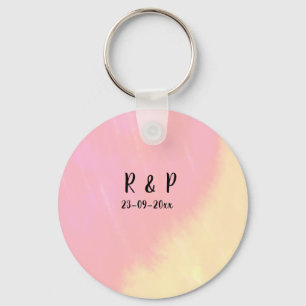 Llavero estilo de texto minimalista simple blanco boda ros