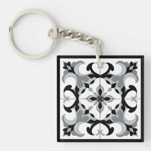 Llavero Estilo español blanco y negro